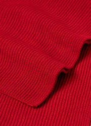 Men's Cashmere Ribbed Scarf in Ruby Red