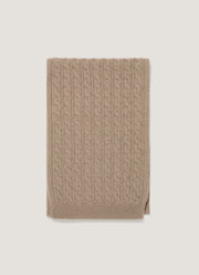 Men's Cashmere Cable Scarf in Mink