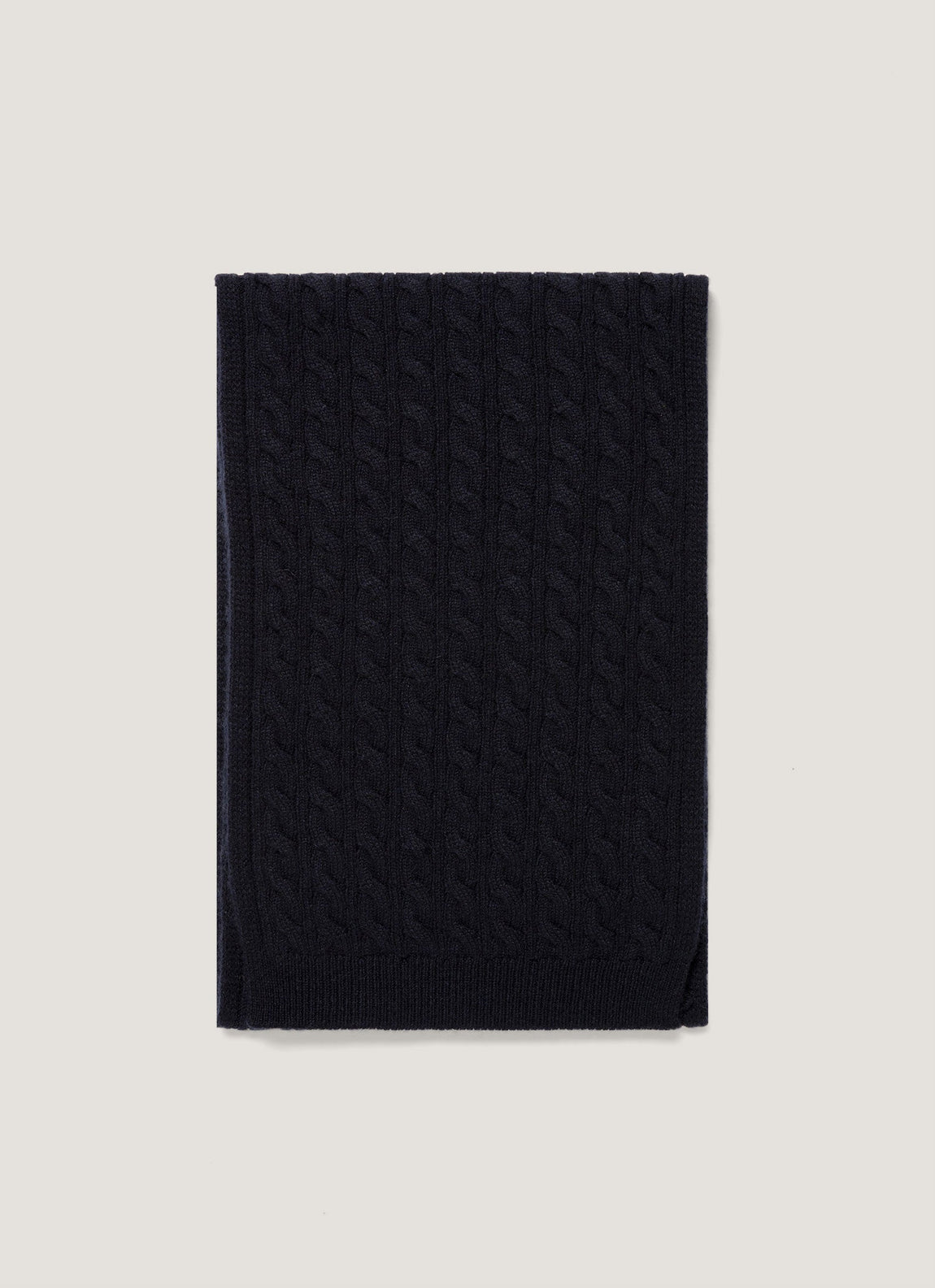 Men's Cashmere Cable Scarf in Navy