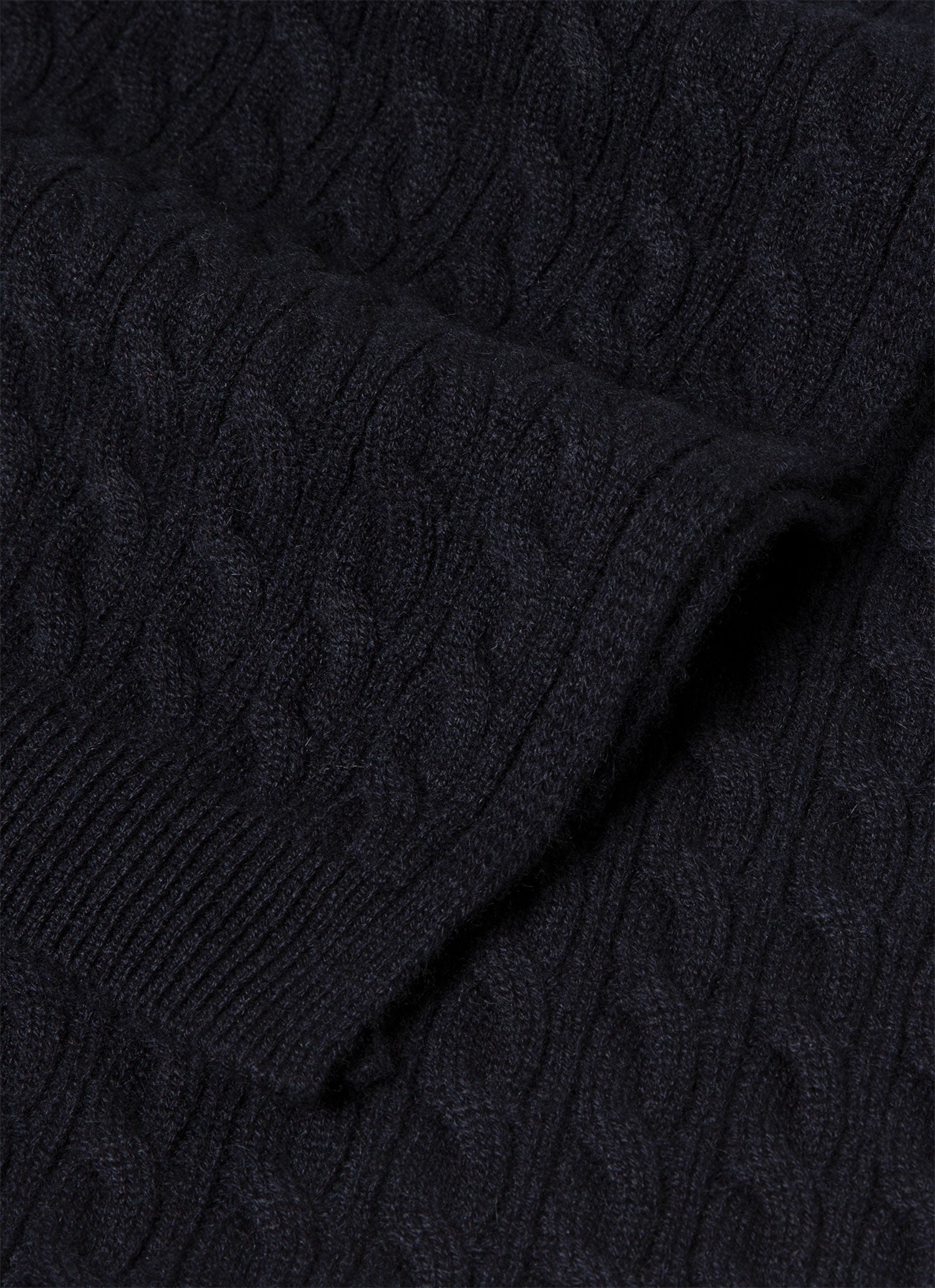 Men's Cashmere Cable Scarf in Navy