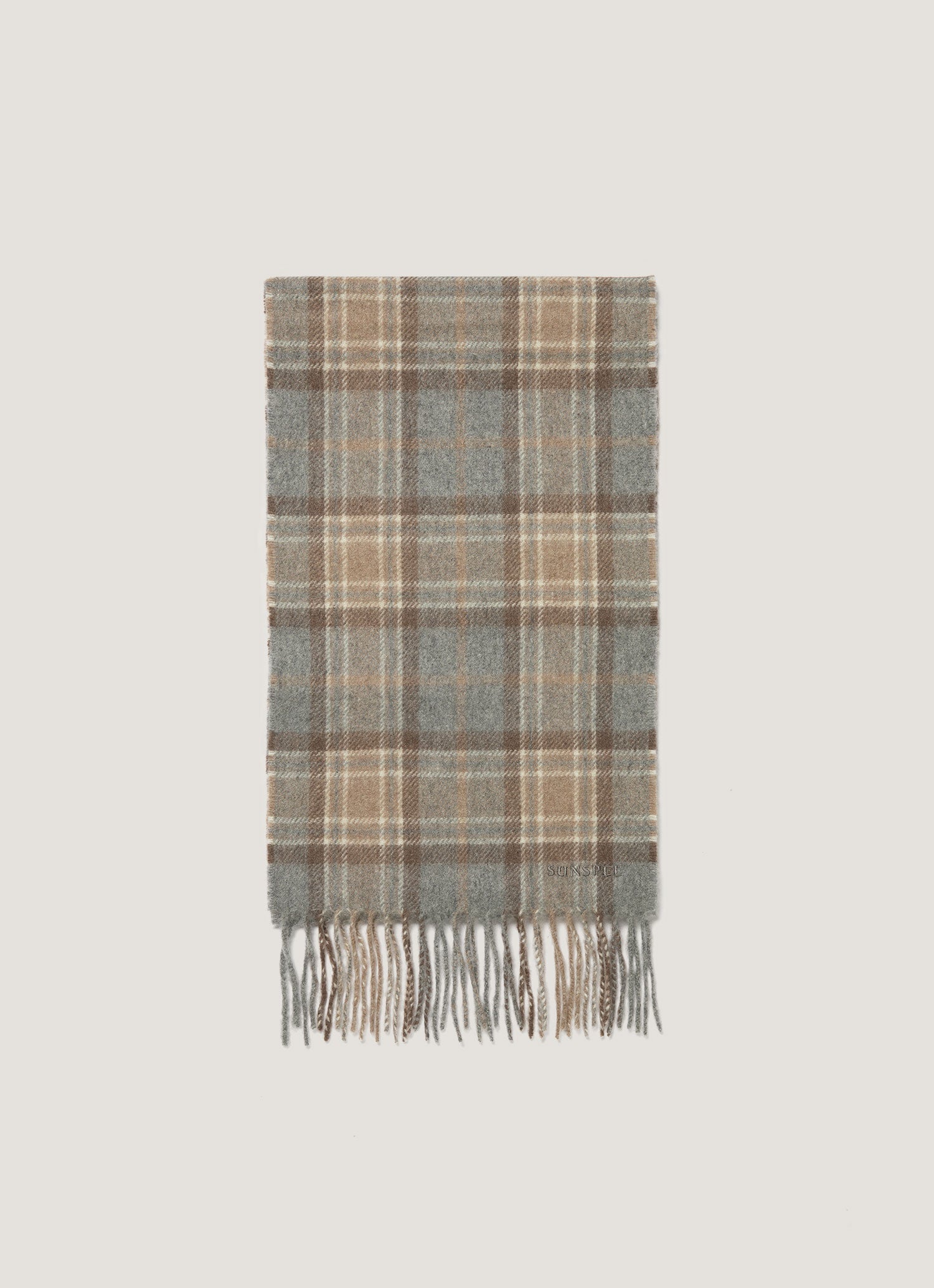 Men's Cashmere Scarf in Sandstone Check