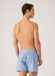 Men's Classic Boxer Short in Mid Blue Wide Stripe