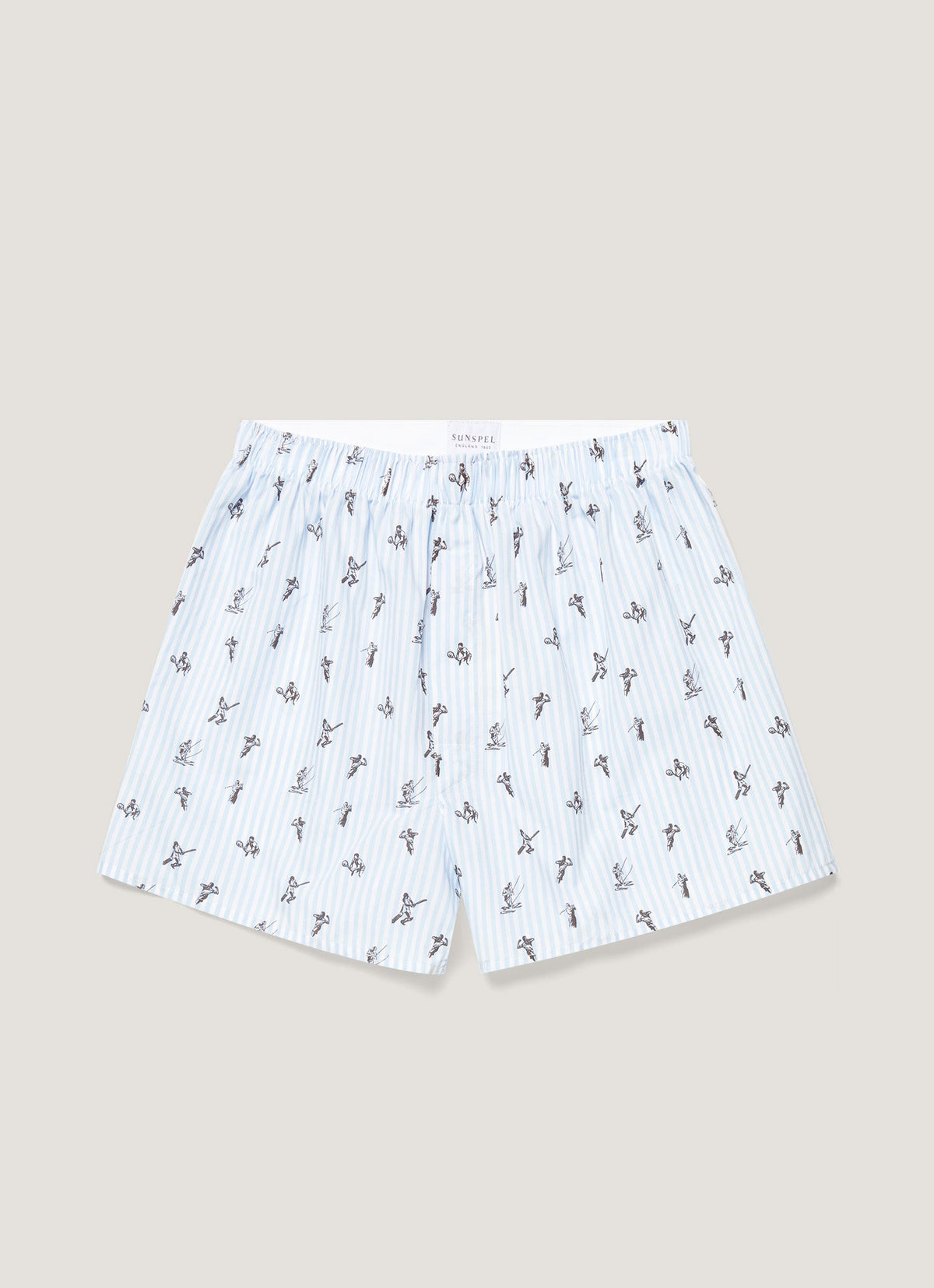 Men's Classic Boxer Short in White/Blue Sports Print