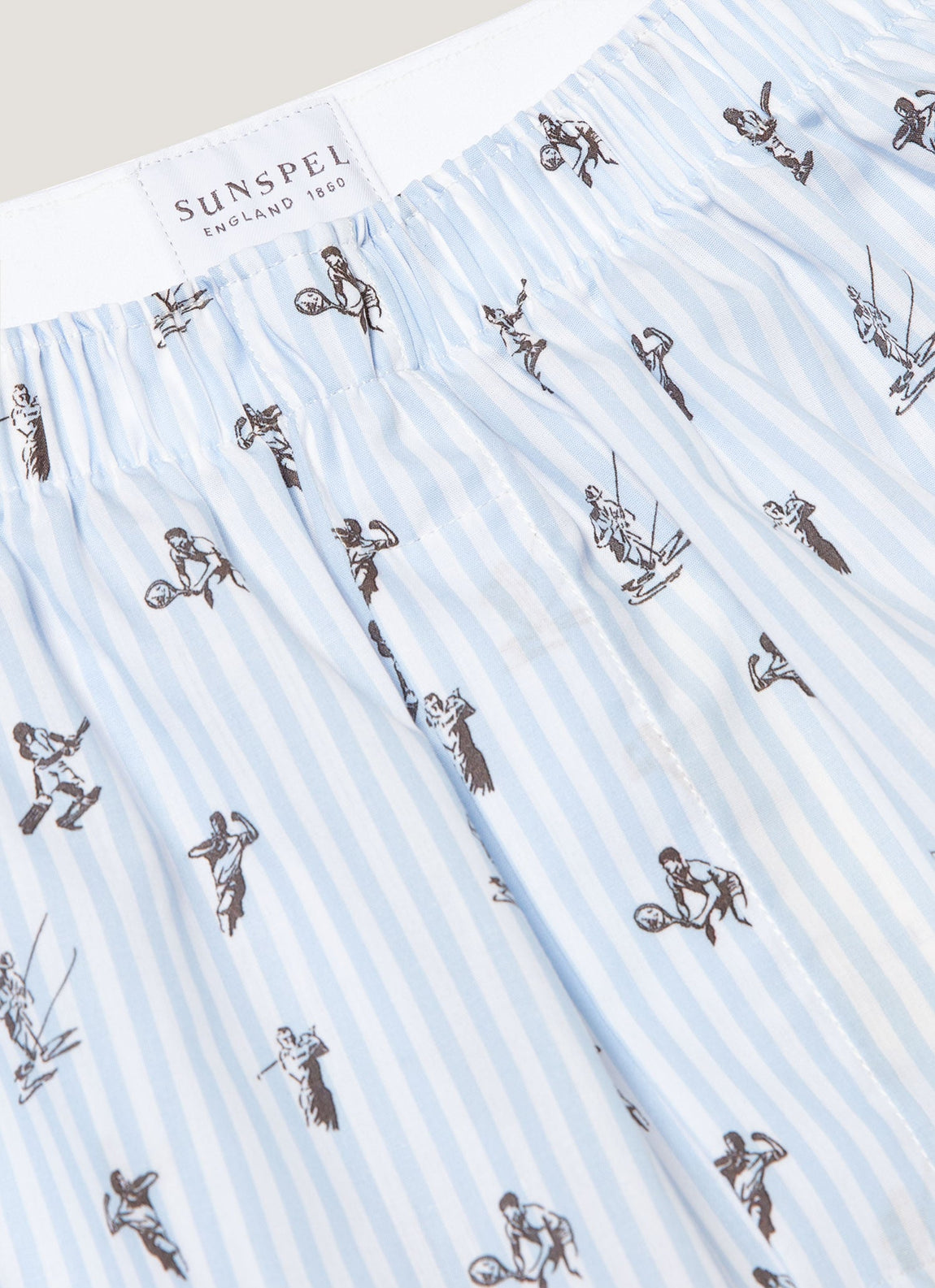 Men's Classic Boxer Short in White/Blue Sports Print