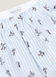 Men's Classic Boxer Short in White/Blue Sports Print