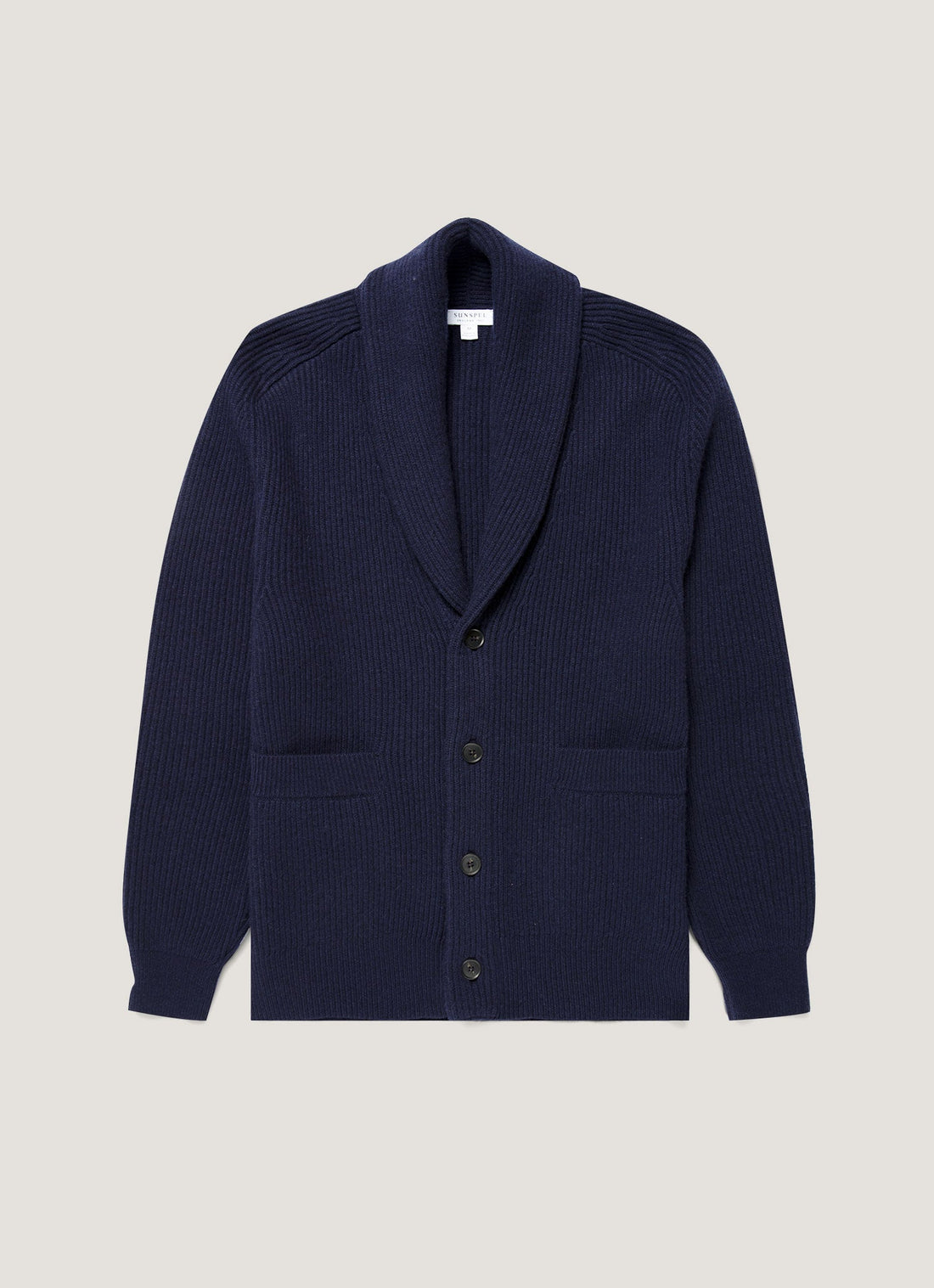 Strickjacke mit Schalkragen aus Lammwolle und Kaschmir