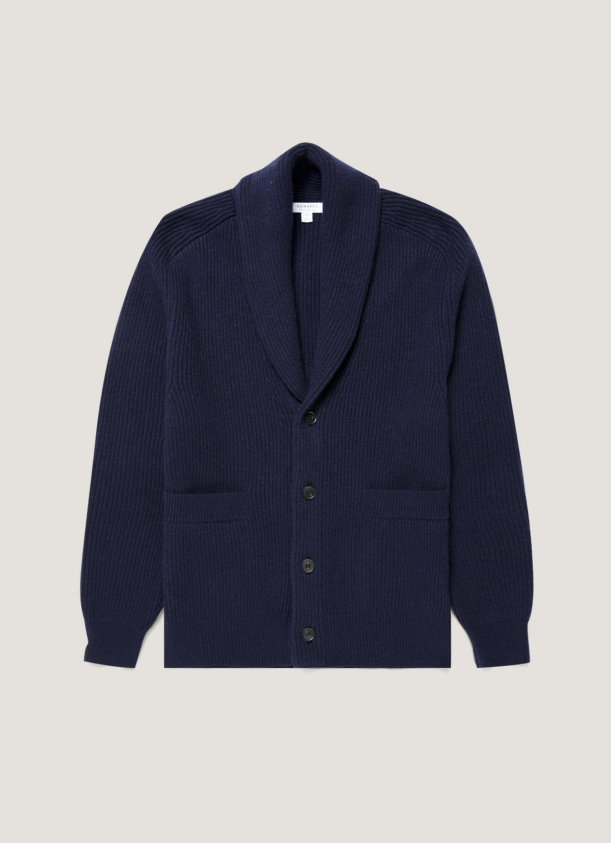 Men's Lambswool Cashmere Shawl Cardigan in Navy