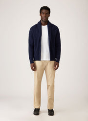 Men's Lambswool Cashmere Shawl Cardigan in Navy