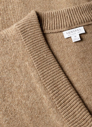 Men's Lambswool Cardigan in Taupe