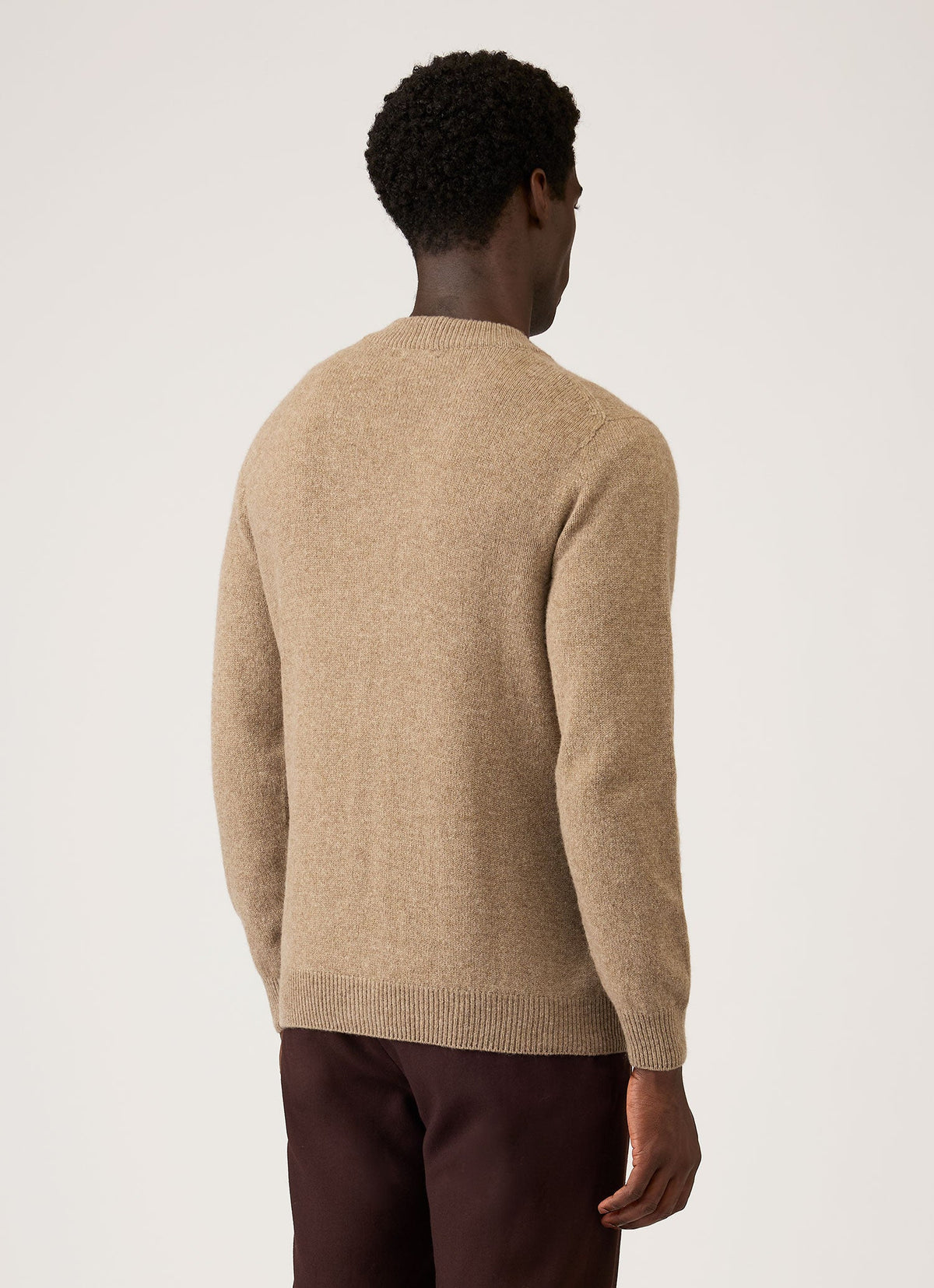 Men's Lambswool Cardigan in Taupe