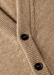 Men's Lambswool Cardigan in Taupe