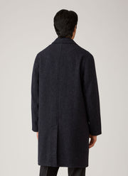 Men's Tweed Overcoat in Navy Tweed