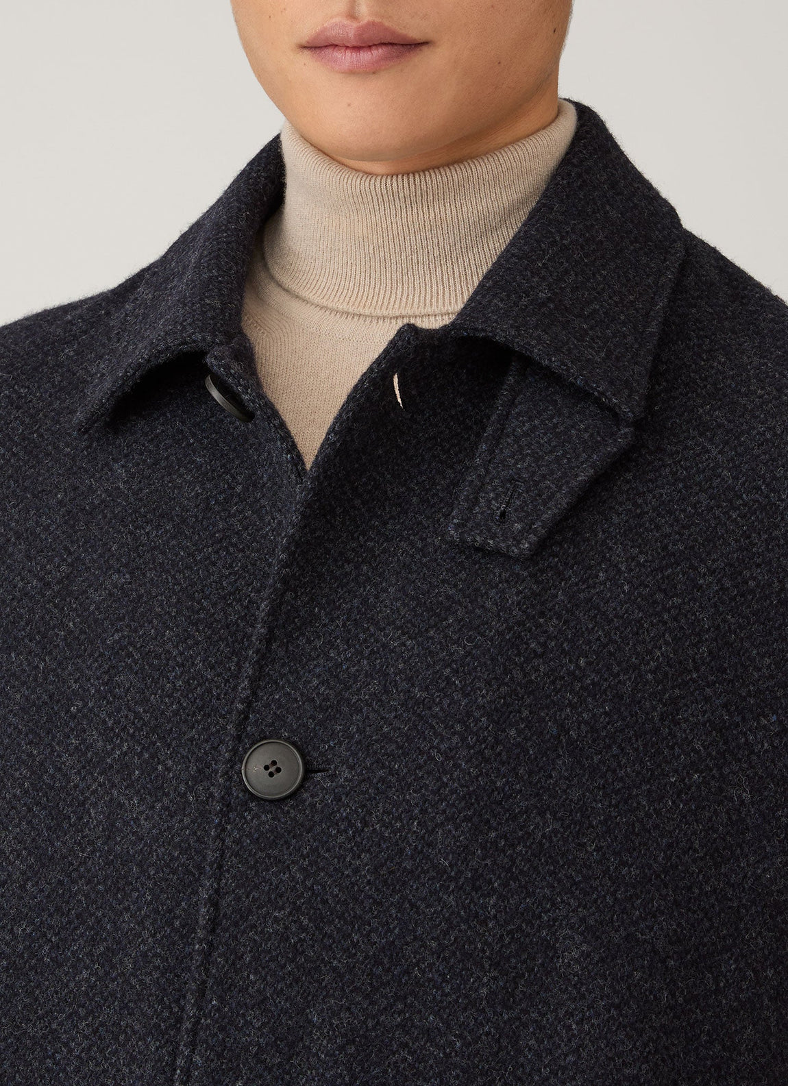 Men's Tweed Overcoat in Navy Tweed