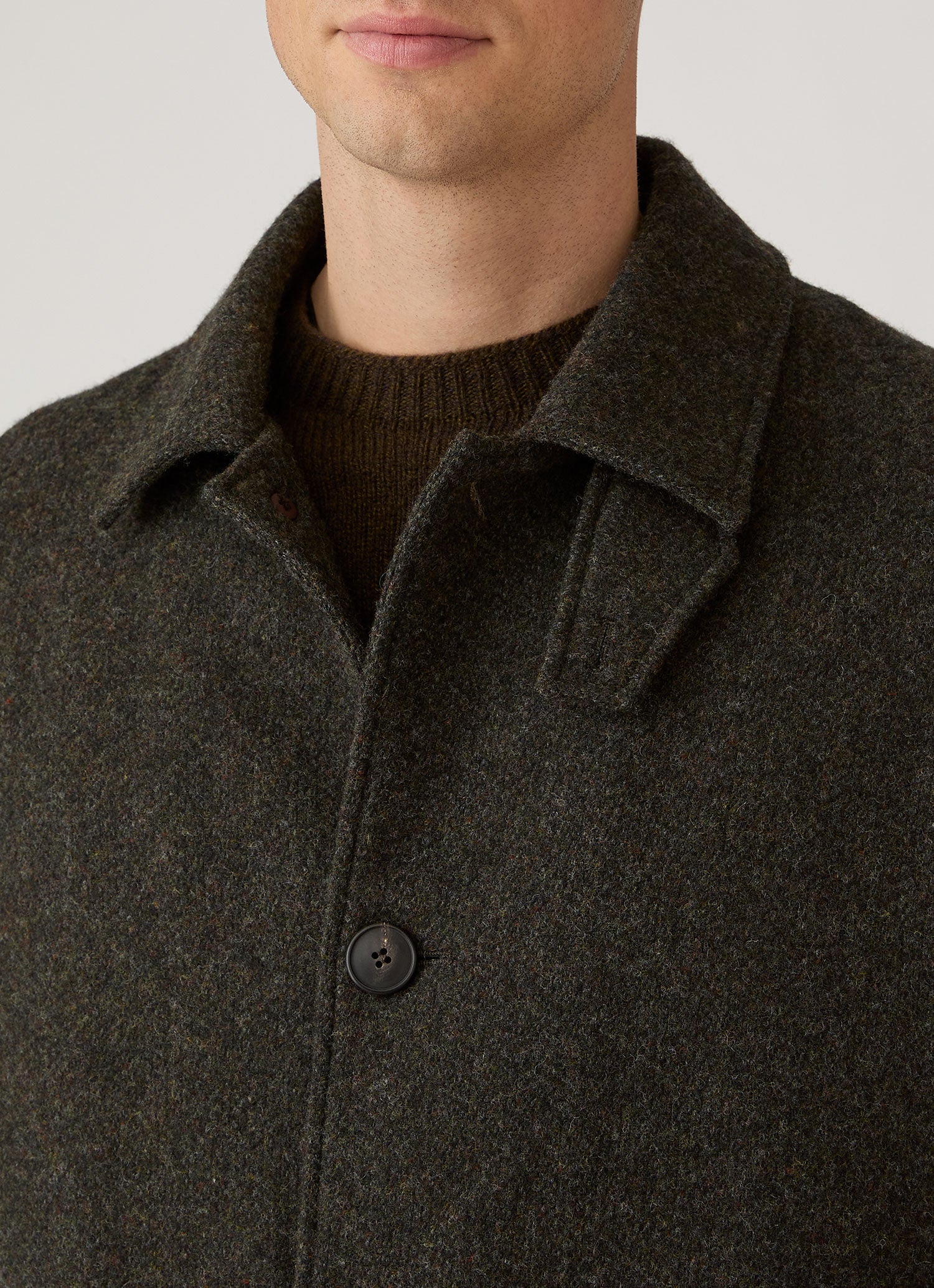 Men's Tweed Overcoat in Loden Green