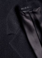 Men's Heavy Boiled Wool Jersey Overcoat in Navy