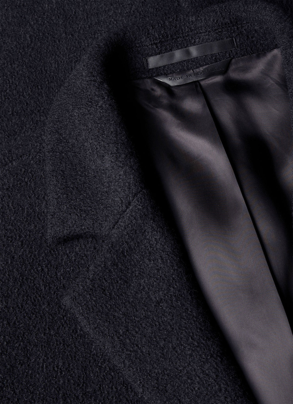 Men's Heavy Boiled Wool Jersey Overcoat in Navy