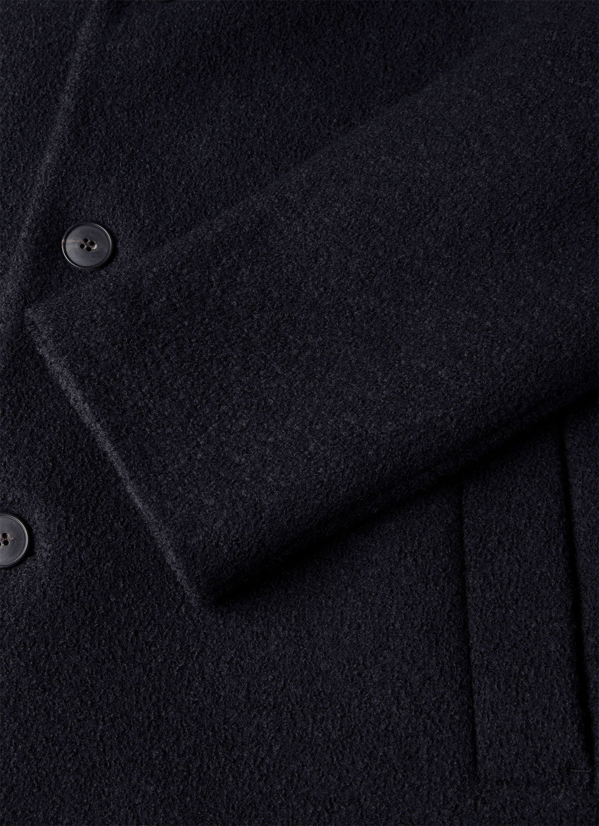 Men's Heavy Boiled Wool Jersey Overcoat in Navy