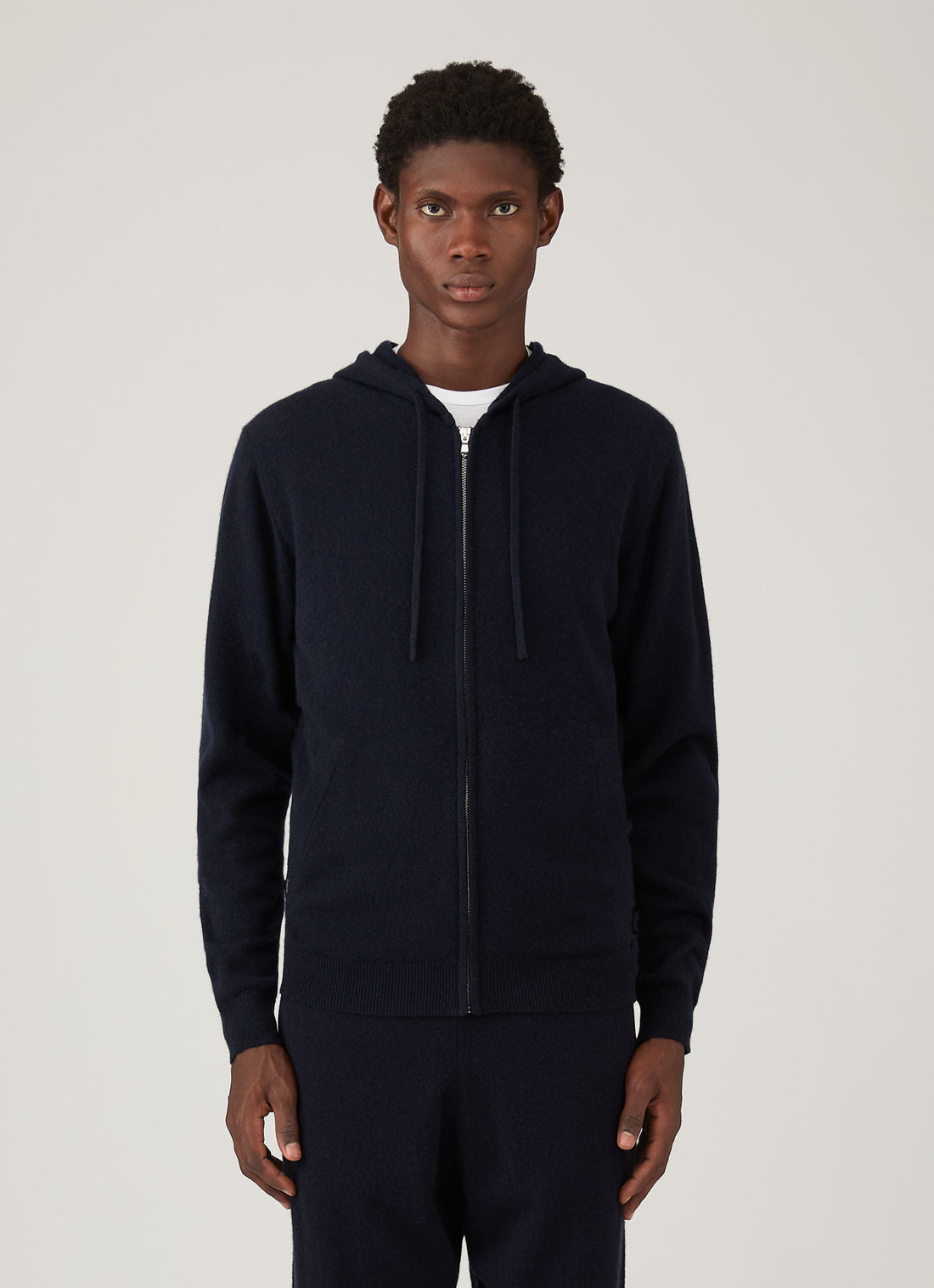 Sweat à capuche zippé en cachemire