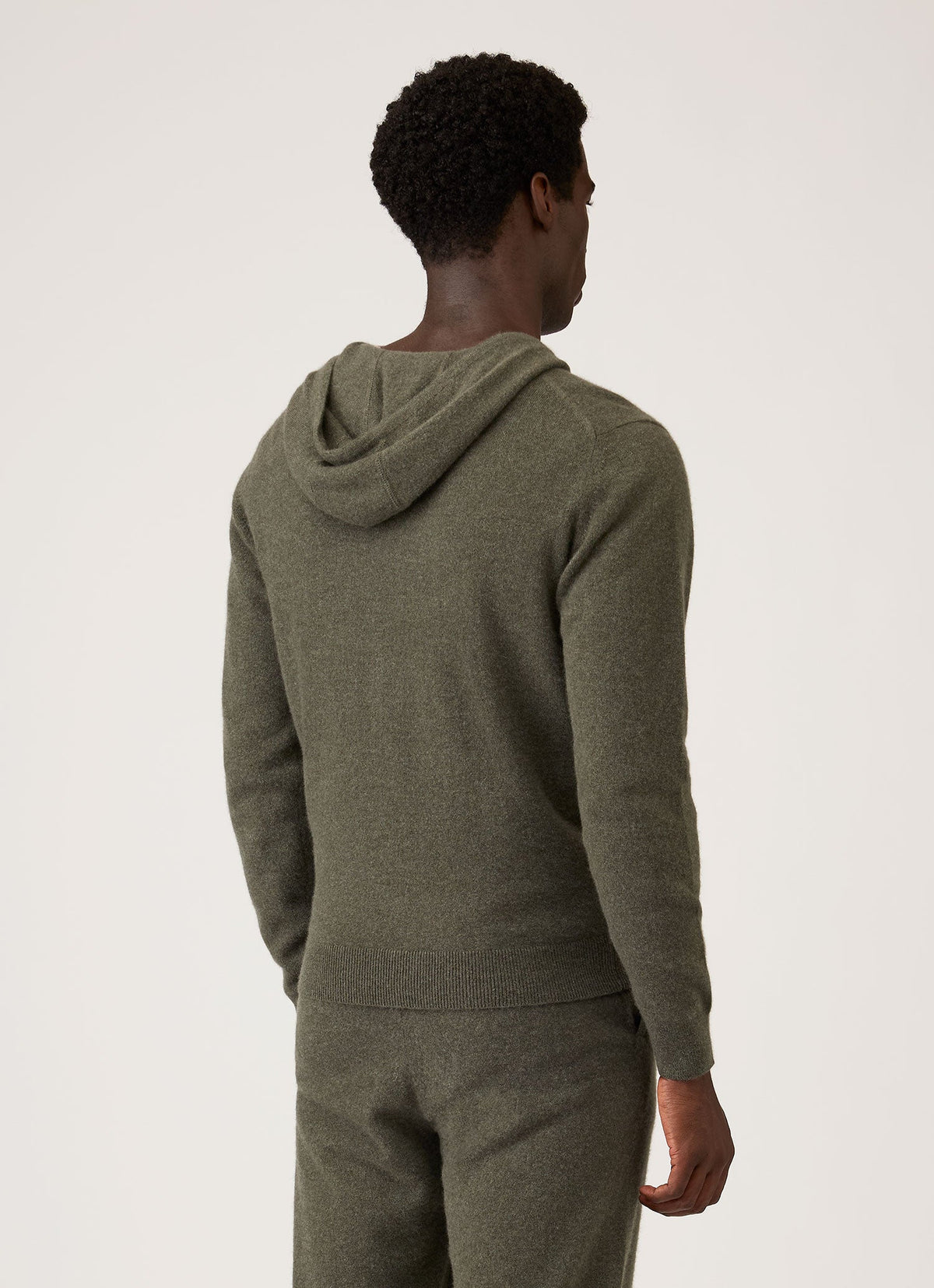 Men's Cashmere Hoodie in Khaki