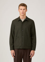 Men's Wool Twin Pocket Jacket in Drill Green
