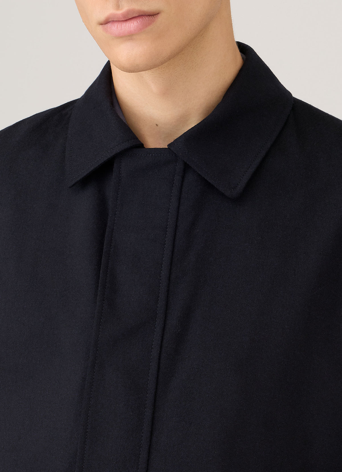 Men's Wool Cashmere Flannel Field Jacket in Navy