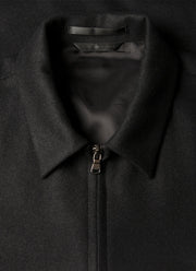 Men's Boiled Wool Harrington Jacket in Black