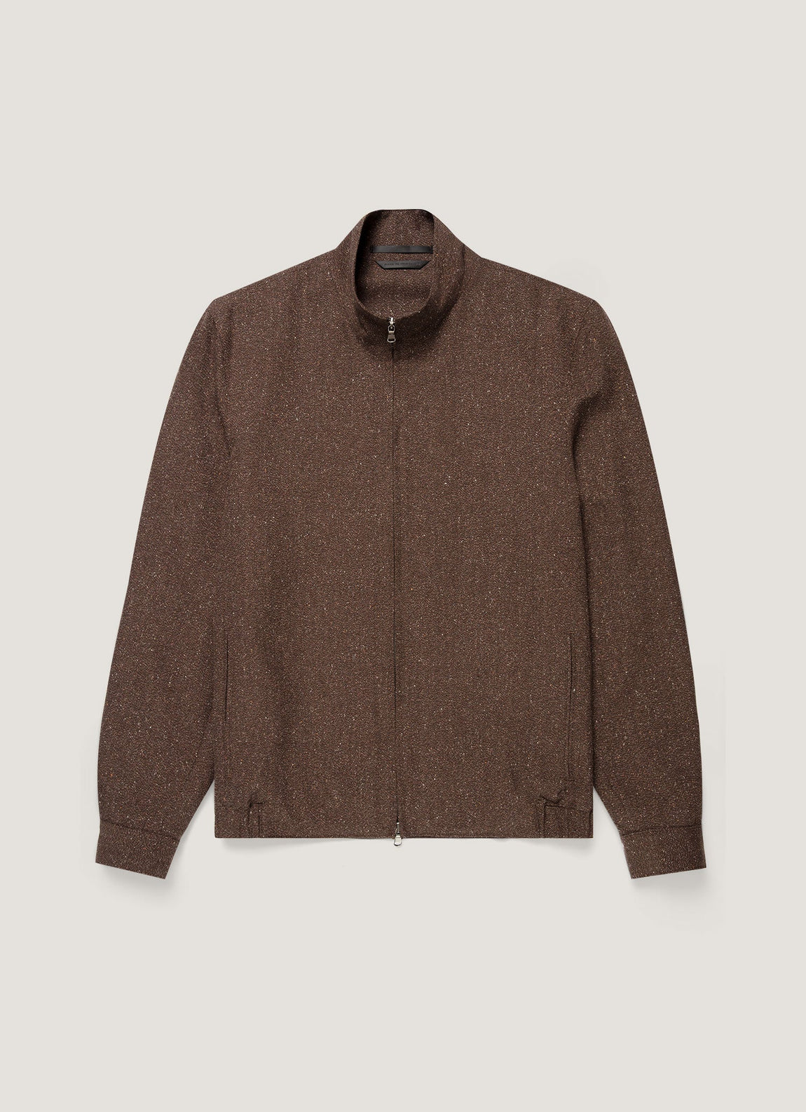Men's Donegal Tweed Zip Jacket in Dark Brown Melange