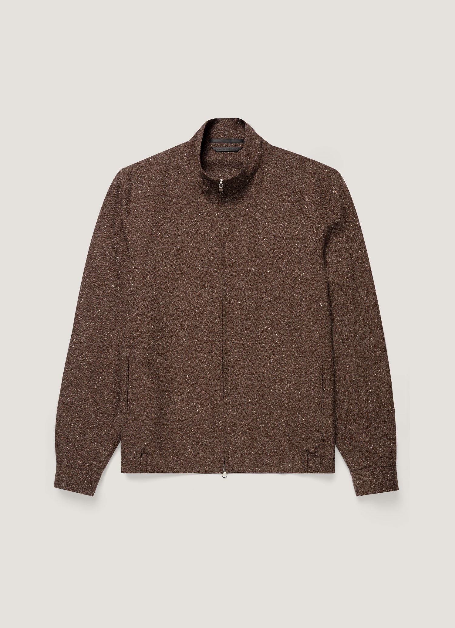 Men's Donegal Tweed Zip Jacket in Dark Brown Melange