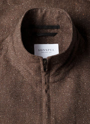 Men's Donegal Tweed Zip Jacket in Dark Brown Melange