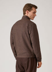Men's Donegal Tweed Zip Jacket in Dark Brown Melange