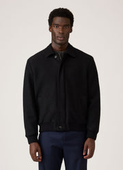Men's Heavy Boiled Wool Jersey Bomber in Navy
