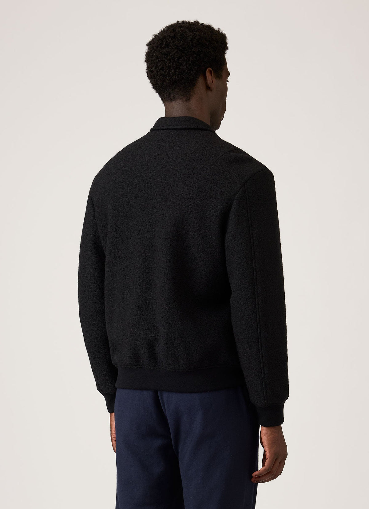 Men's Heavy Boiled Wool Jersey Bomber in Navy