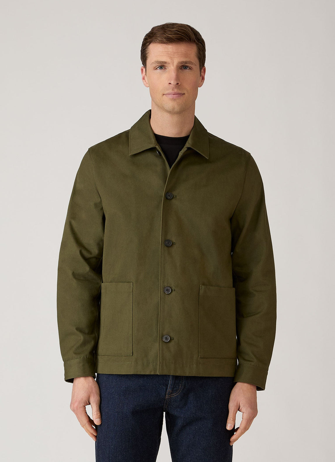 Men's Cotton Drill Chore Jacket in Loden Green