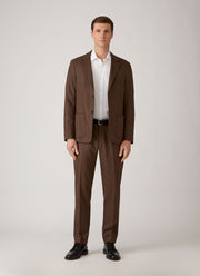 Men's Wool Cashmere Flannel Blazer in Light Brown Melange