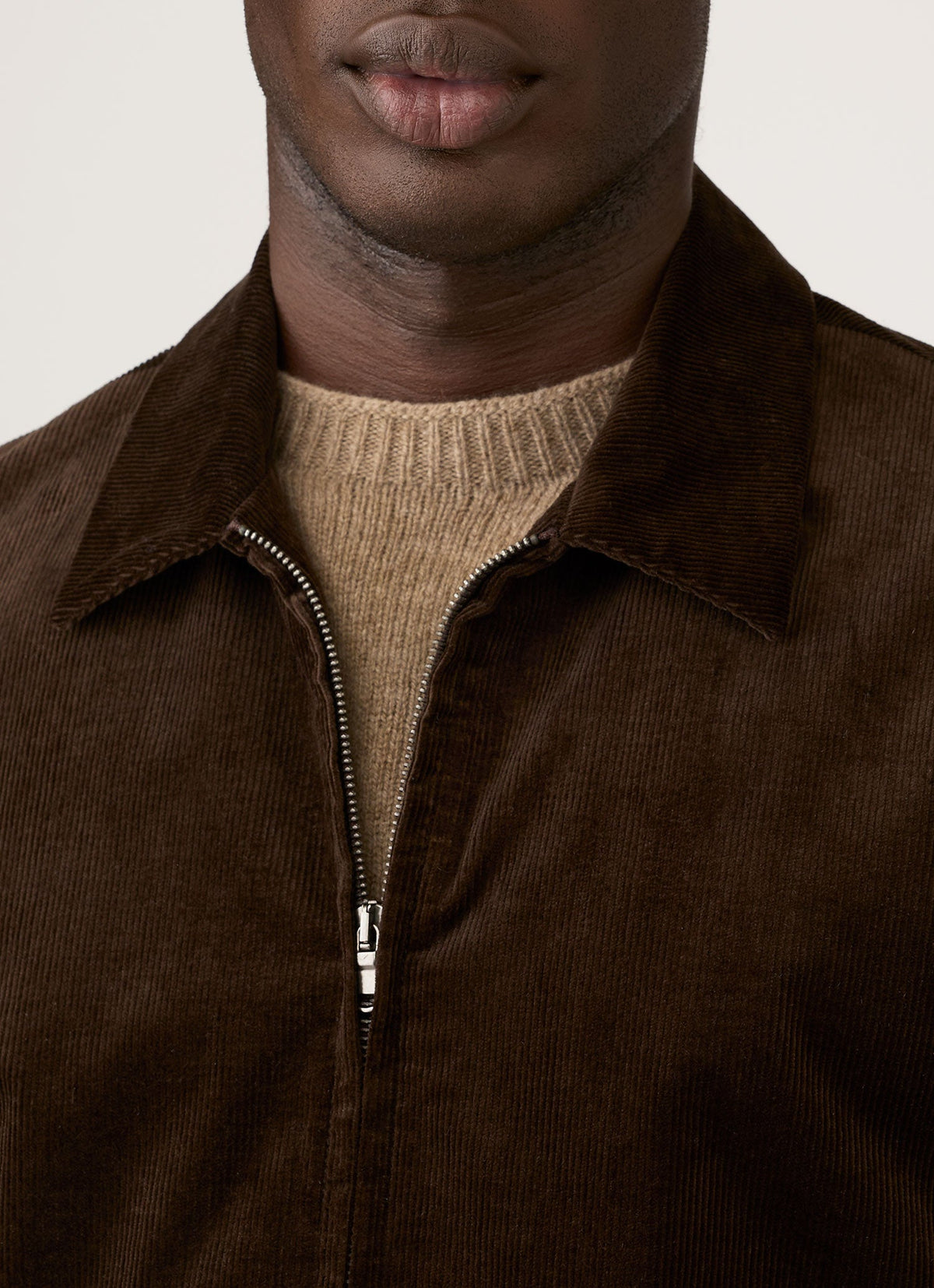 Men's Corduroy Harrington Jacket in Dark Chocolate