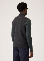 Men's Merino Cotton Double Faced Gilet in Dark Charcoal Melange