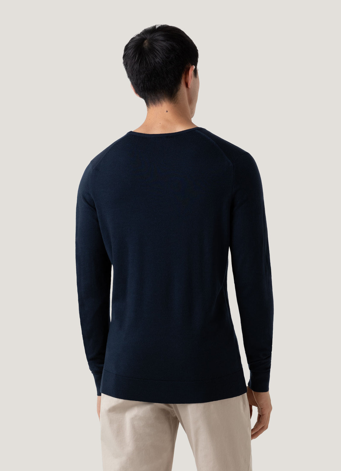 Men's Extra-Fine Merino Jumper in Light Navy