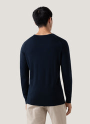 Men's Extra-Fine Merino Jumper in Light Navy
