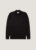 Men's Extra-Fine Merino Half Zip Jumper in Black