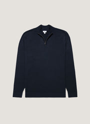 Men's Extra-Fine Merino Half Zip Jumper in Navy