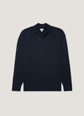 Men's Extra-Fine Merino Half Zip Jumper in Navy