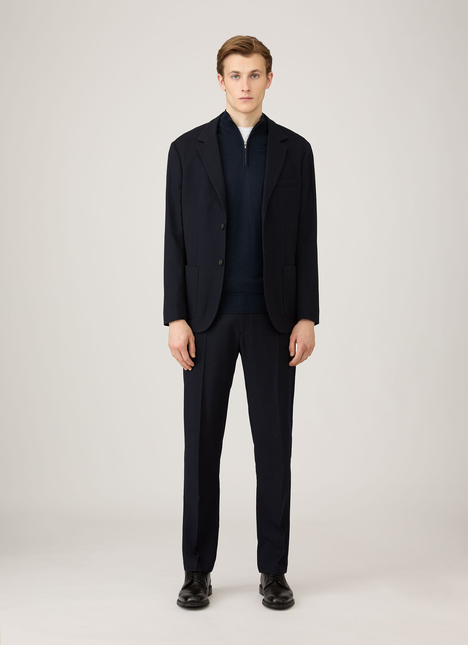 Men's Extra-Fine Merino Half Zip Jumper in Navy