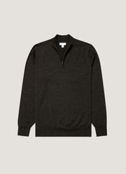 Men's Extra-Fine Merino Half Zip Jumper in Charcoal Melange