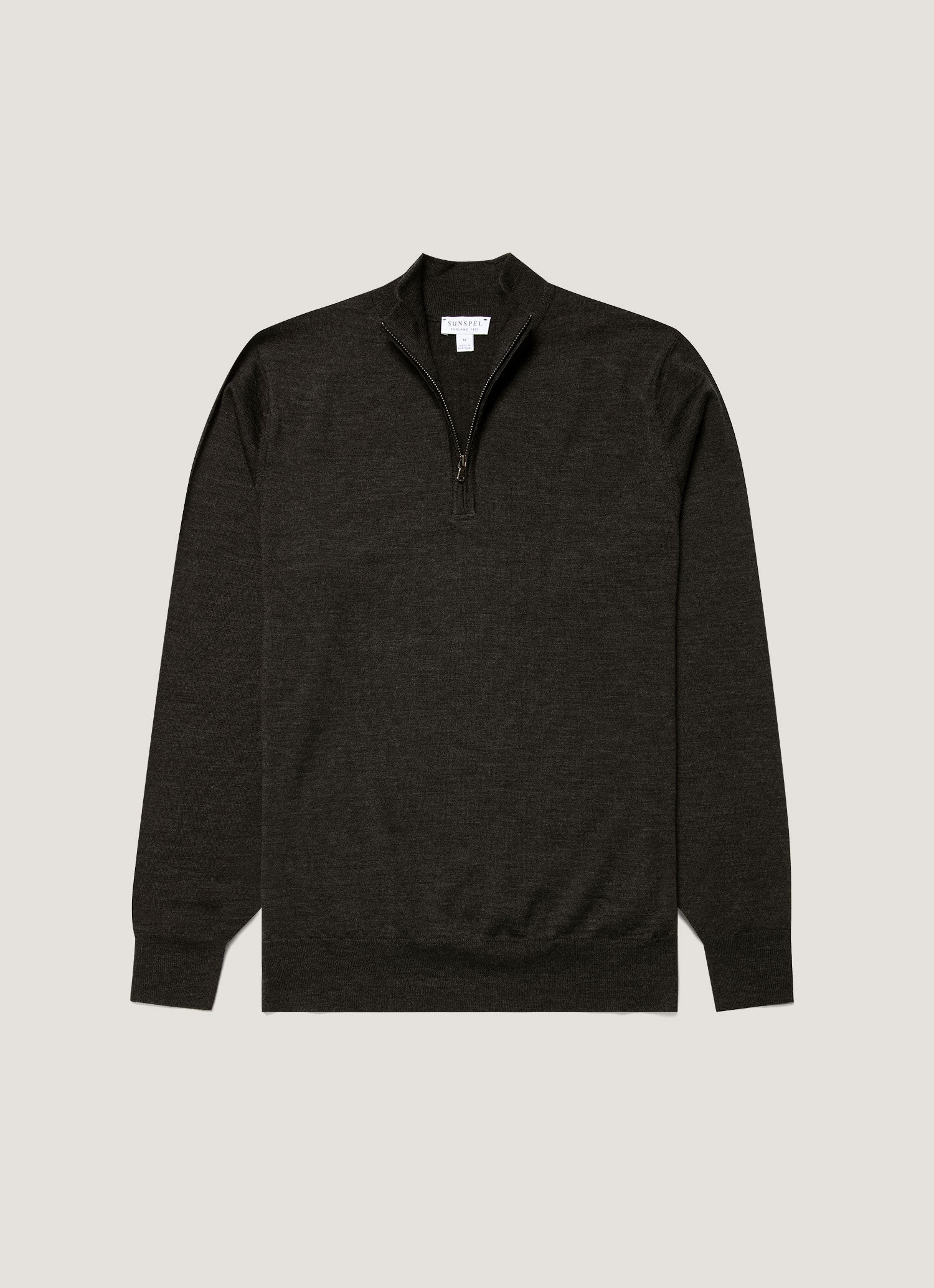 Men's Extra-Fine Merino Half Zip Jumper in Charcoal Melange