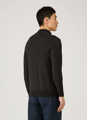 Men's Extra-Fine Merino Half Zip Jumper in Charcoal Melange