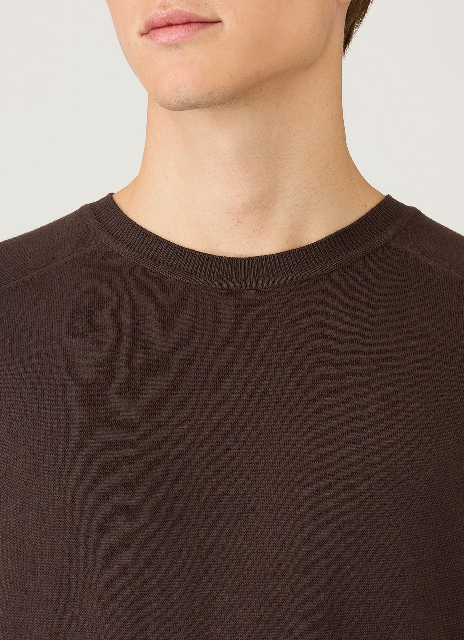 Men's Sea Island Cashmere Crew Neck Jumper in Dark Chocolate
