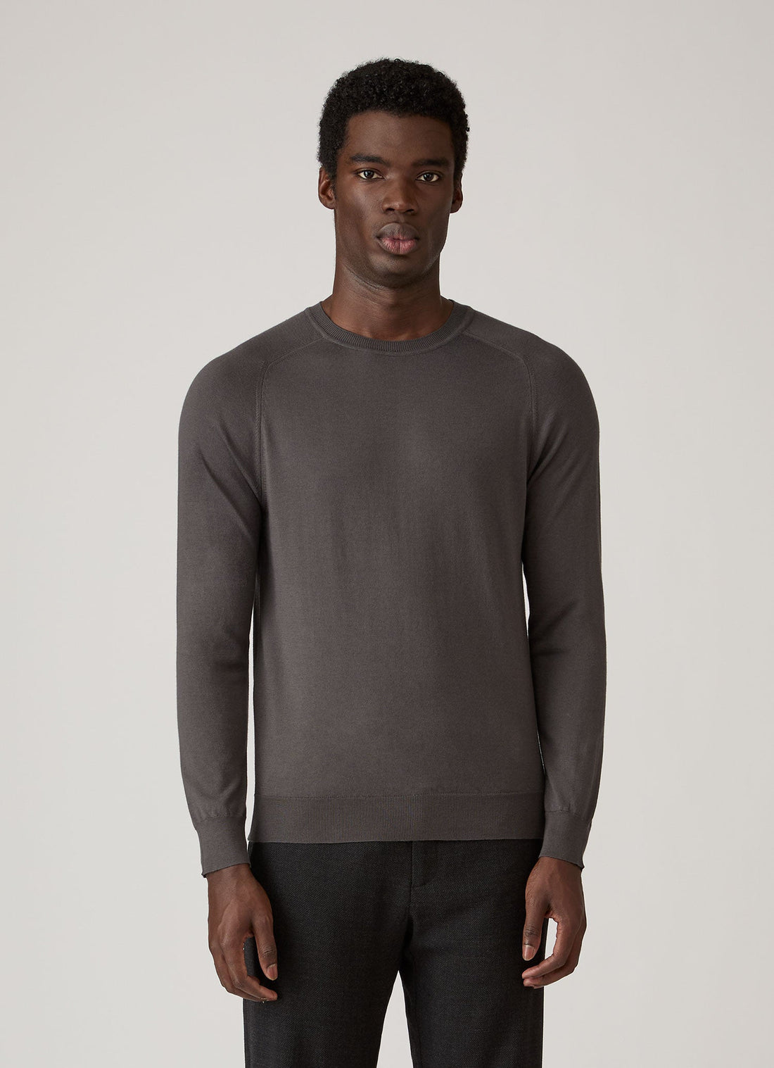 Men's Sea Island Cashmere Crew Neck Jumper in Anthracite