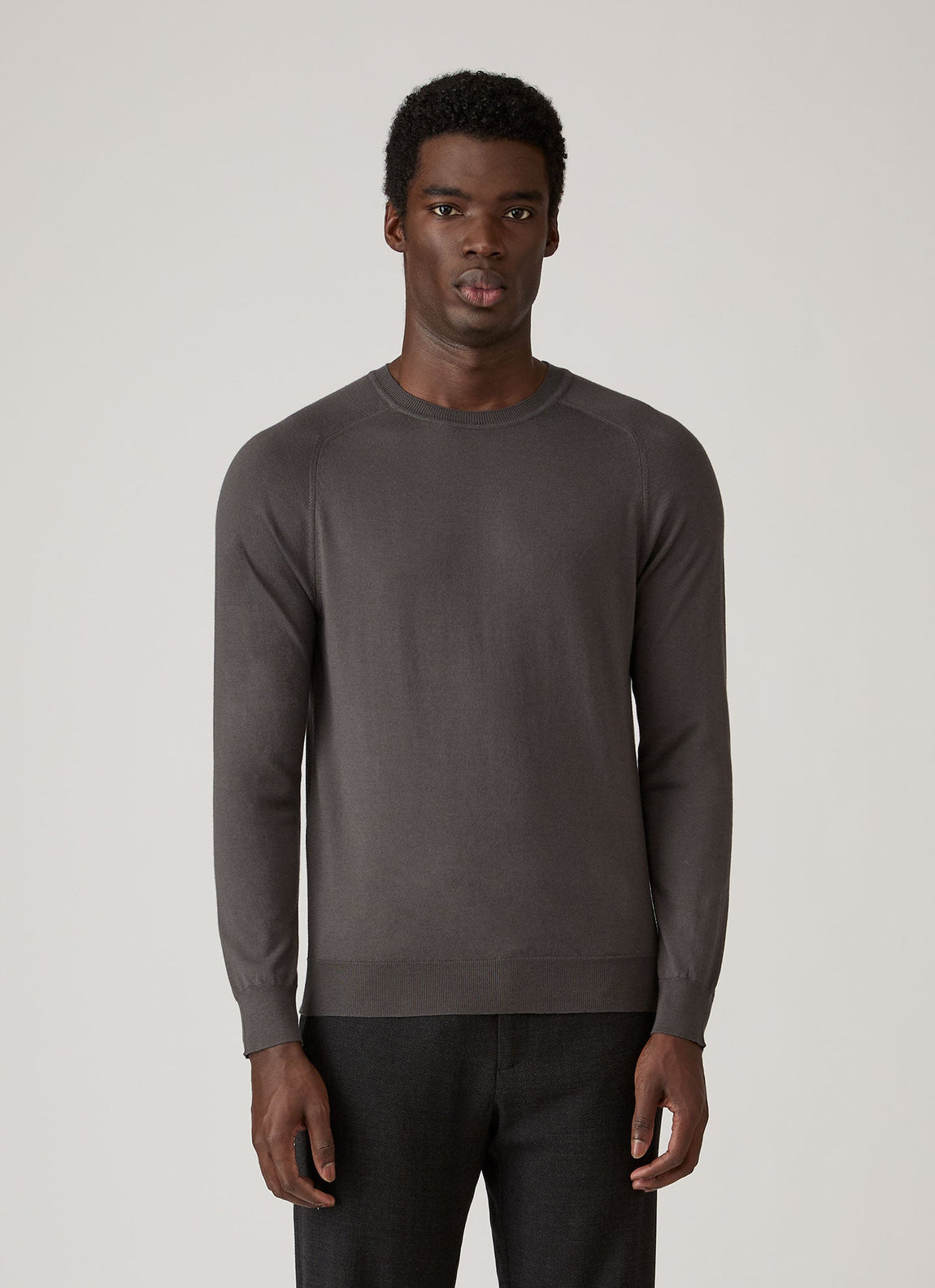 Men's Sea Island Cashmere Crew Neck Jumper in Anthracite