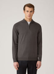 Men's Sea Island Cashmere Half Zip in Anthracite