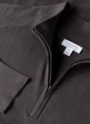 Men's Sea Island Cashmere Half Zip in Anthracite